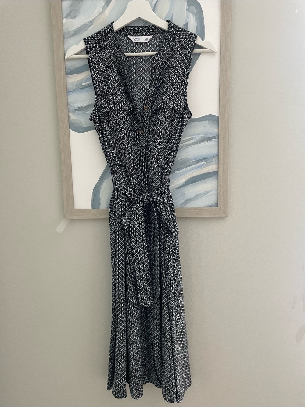 croft & barrow Black and White Sleeveless Maxi Dress with Tie Waist